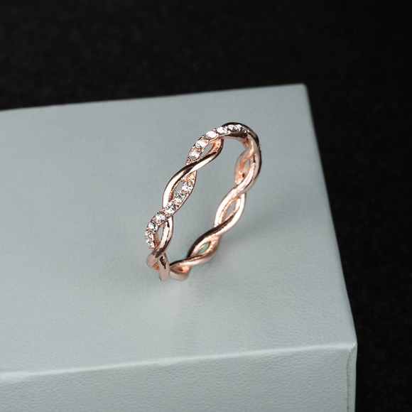 Rose Gold Eternity Crystal Infinity Ring - Picture 4 of 8